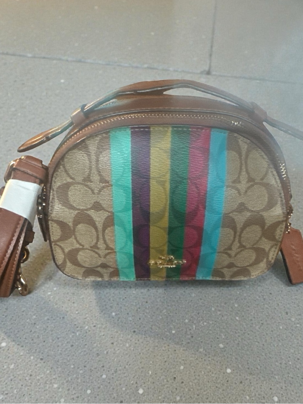 Coach C5642 Serena Satchel in Signature Canvas w/stripe. EUC
